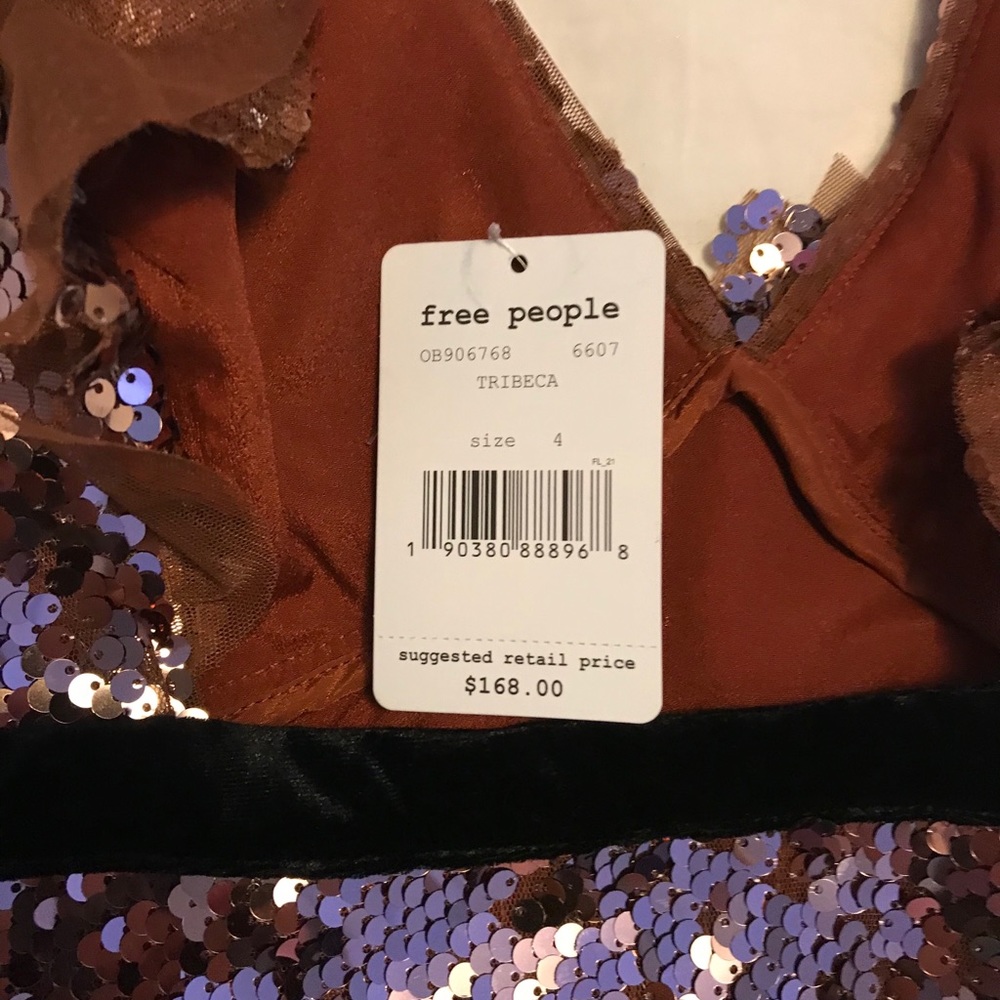Free People Sequin Mini Dress with Black Velvet Tie - Picture 3 of 6